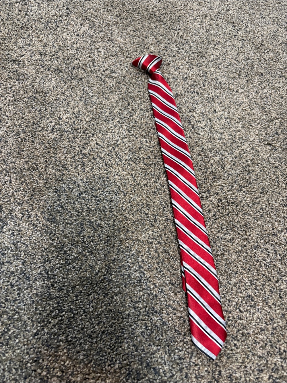 Boy’s Classic Red, White and Black Striped Tie Clip On